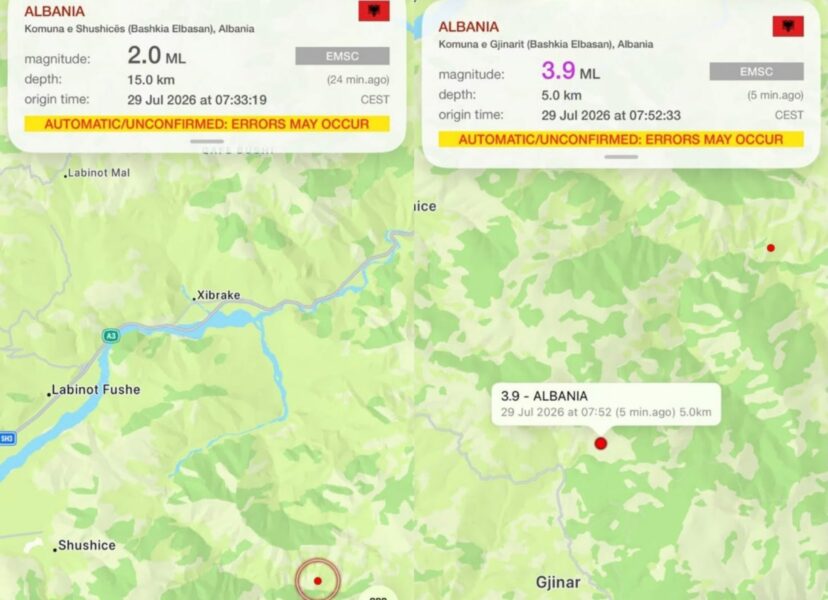 Dy tërmete goditën Elbasanin në orët e para të mëngjesit  ja sa ishin magnitudat