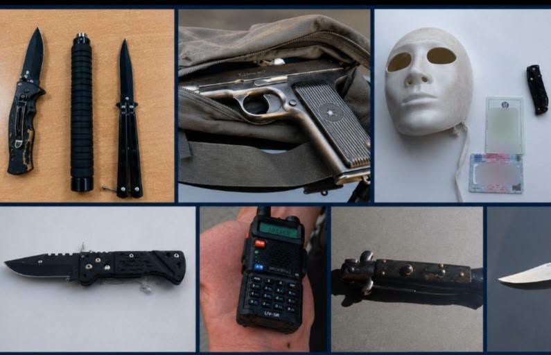 Aksion i Policisë në Skenderaj  Konfiskohen armë  thika  maskë dhe shufra metalike